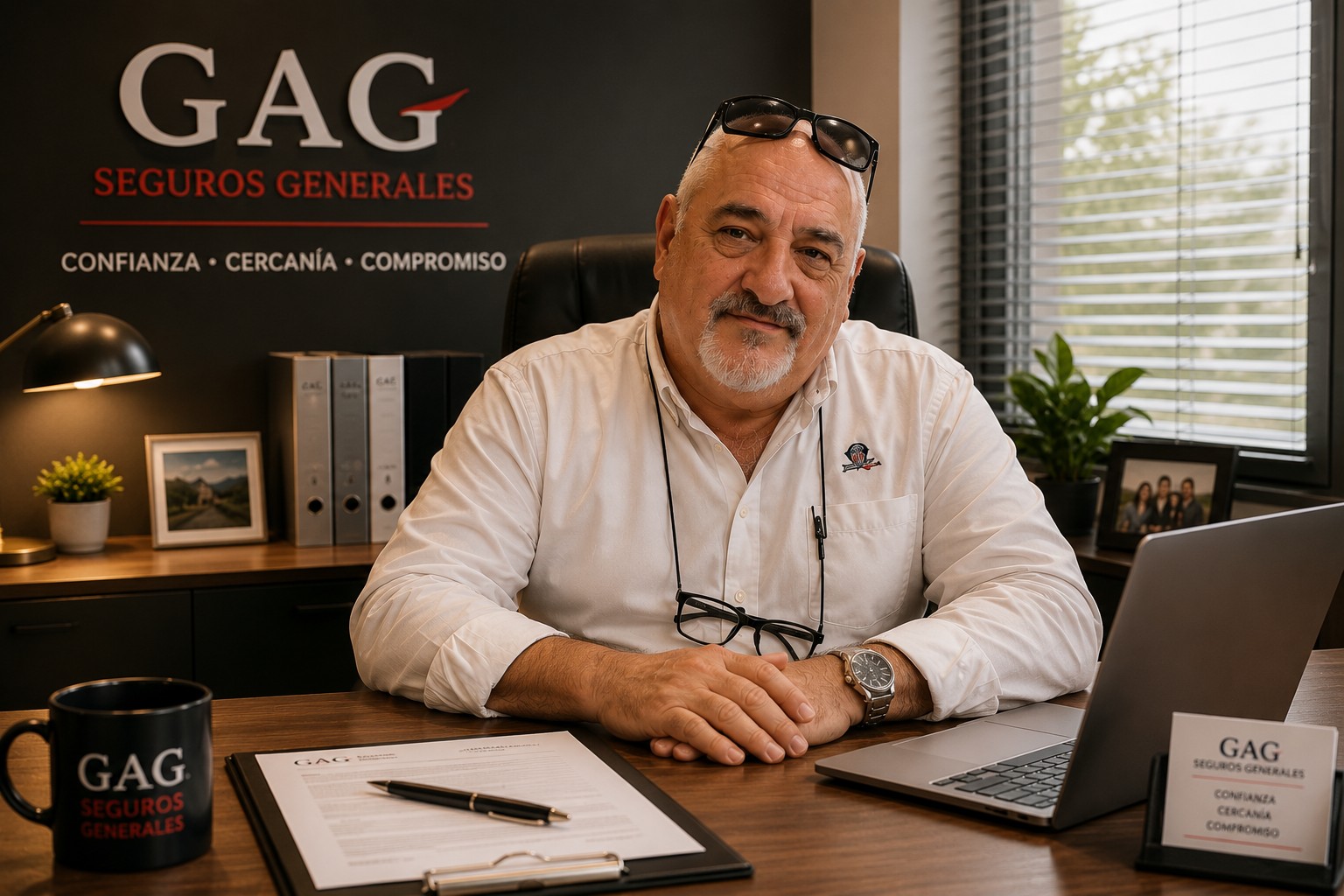 Antonio González, asesor de GAG Seguros Generales en su despacho